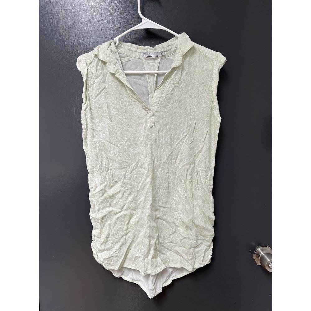Prana Women's Sleeveless Blouse Green White Size XS Pockets